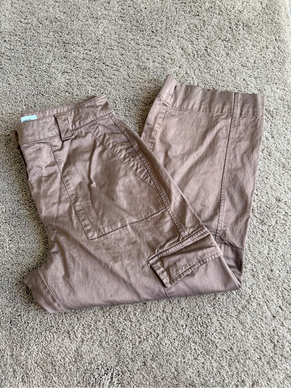 Old Navy Wide Leg utility cargo Pants in shiny Mauve Brown